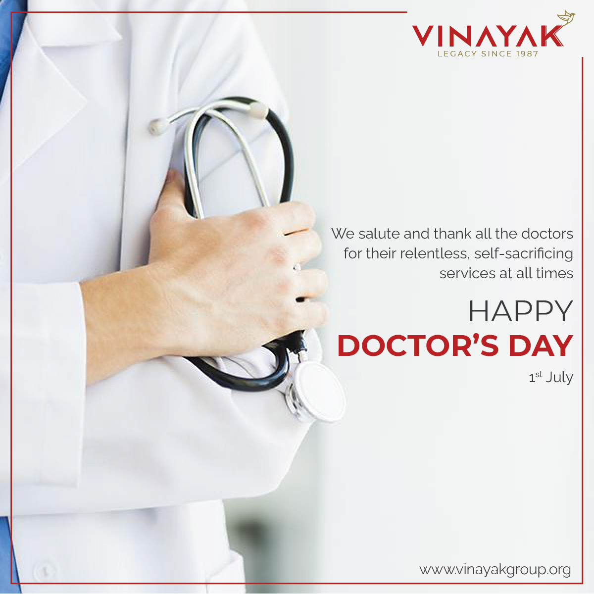 GroupVinayak's tweet photo. 💙👨‍⚕️🌟 On this Doctors Day, we express our deepest appreciation to all the doctors who tirelessly serve humanity with their skills and knowledge. 

Your tireless efforts, sacrifice, and commitment to healing are an inspiration to us all.

#DoctorsDay #VinayakGroup https://t.co/8oAy9W4tZv