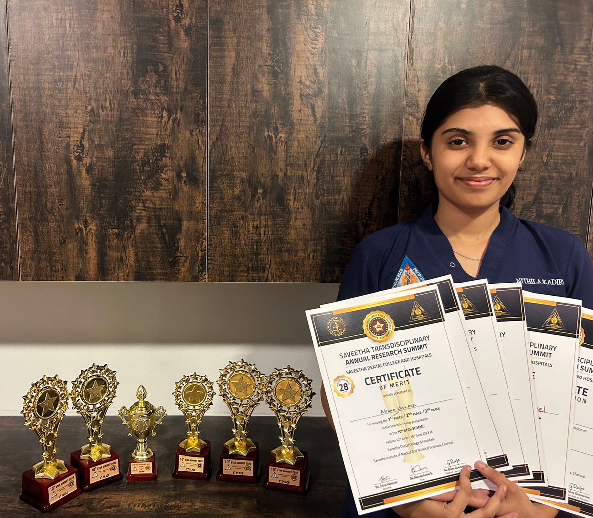 AnatomySaveetha's tweet photo. 10th Star Summit 2023, "Saveetha Transdisciplinary Annual Research Summit". Saveetha Dental College and Hospitals. STAR SUMMIT ANATOMY OVERALL TROPHY HOLDER - Nithila Kadirvel, I BDS. #starsummit #overall #trophy #holder https://t.co/d6r7sLgOpc