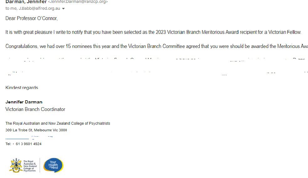 Manjula O'Connor (@manjulaoconnor) on Twitter photo Honoured. pleasure to receive the Meritorious Award from the  RANZCP VIC BR 2023. truly humbled <a href="/RANZCP/">RANZCP</a> <a href="/DrAsthaTomar/">Astha Tomar</a> Honoured. pleasure to receive the Meritorious Award from the  RANZCP VIC BR 2023. truly humbled <a href="/RANZCP/">RANZCP</a> <a href="/DrAsthaTomar/">Astha Tomar</a>