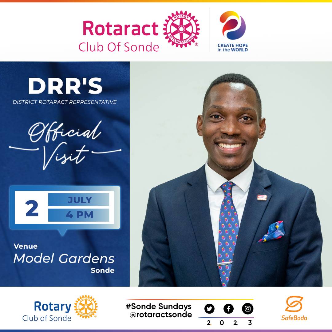 This being a New Rotary year of Creating Hope , then who are we to be one of the first clubs to be Visited by DRR <a href="/EmmaLukeera/">Emmanuel Lukeera</a> <a href="/RotaractD9213/">Rotaract District 9213</a> 
Tomorrow at 4pm at Model Gardens Sonde. See you there!!
#DRRsVisit