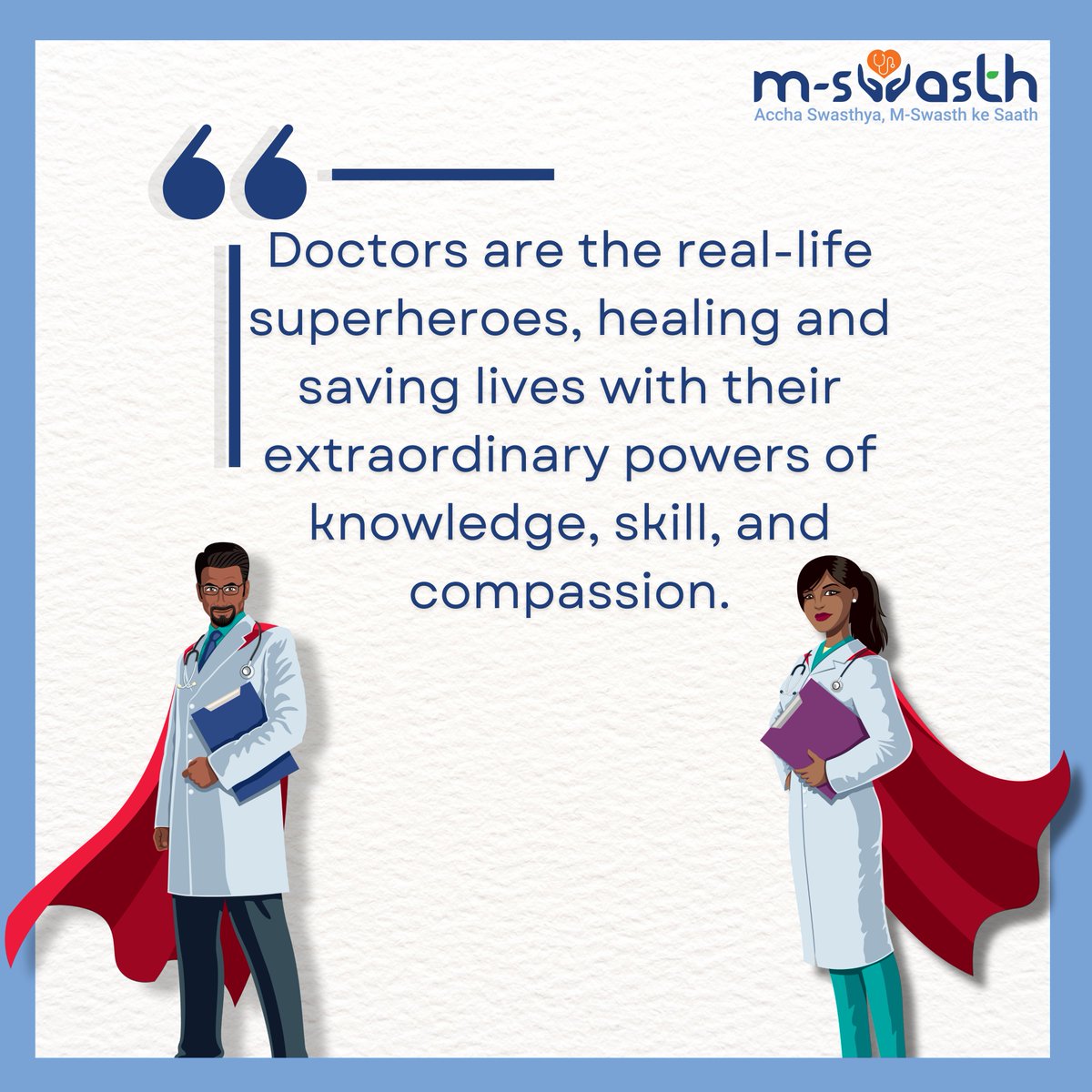 m_swasth's tweet photo. "Honoring the Heroes in White Coats: Celebrating Doctors of M-Swasth on National Doctors Day 2023"

#Nationaldoctorsday #Doctor #healthandwellness #telemedicine #healthcare #healthcareheroes #medicalprofessionals #Mswasth https://t.co/W97w2fwwXI