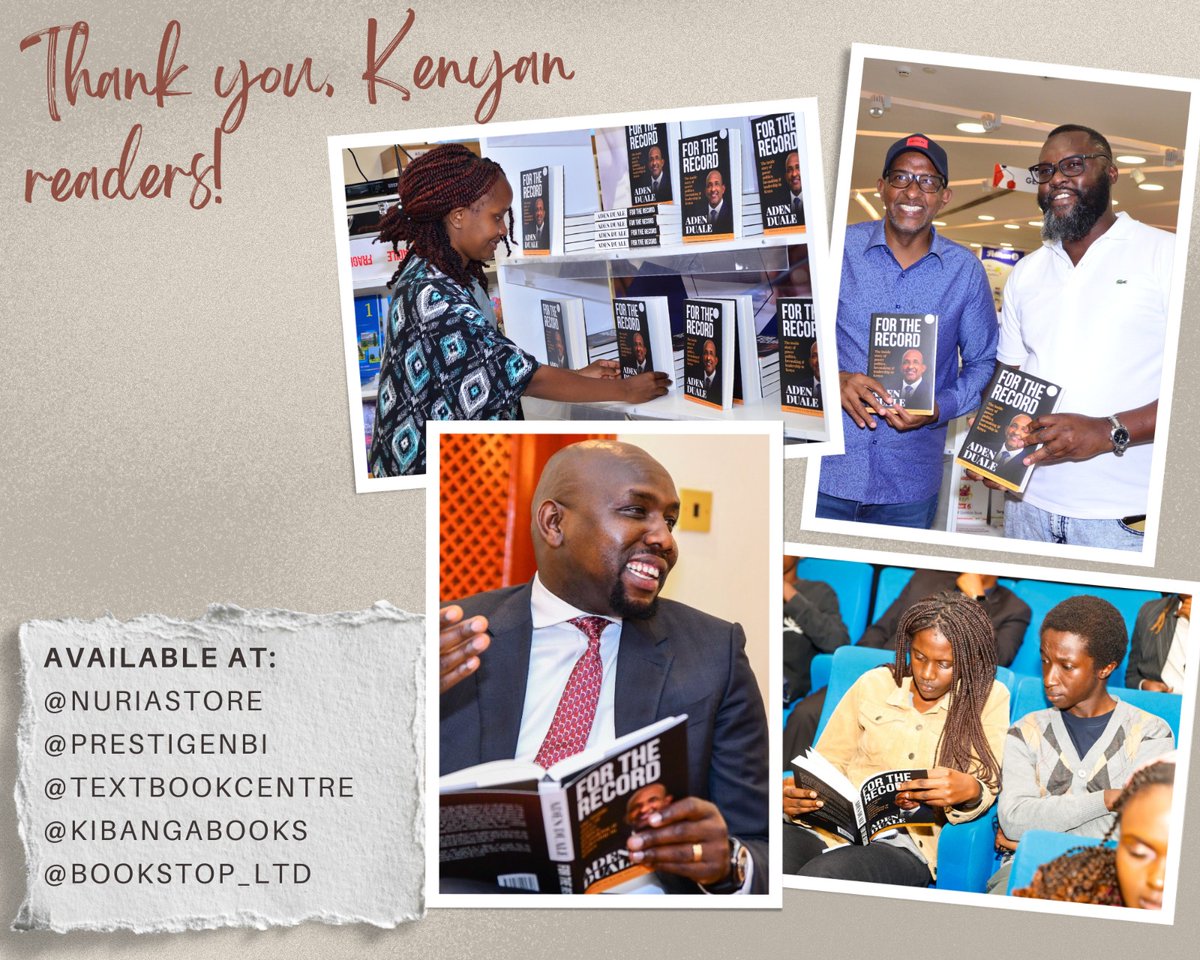 HonAdenDuale's tweet image. Thank you, dear book lovers, for making my book, #ForTheRecord, a best-selling tome in this year. I enjoyed the chats, the signing sessions, and your incisive questions about my story of political betrayal, legislation, nation-building, and leadership. I have received the…