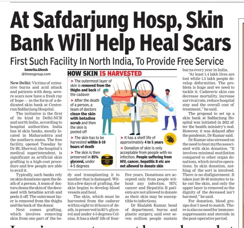 Mundra08's tweet photo. Management of Burns Care in (North) 🇮🇳 gets boosted with opening of 2 Skin Banks at @aiims_newdelhi &amp; @SJHDELHI ! 
AIIMS gets atleast 1000 pts/yr with MAJOR burns! 
Total 18 Skin Banks across 🇮🇳
7 : Maharashtra
4 : TN
3 : Karnataka
2: New Delhi
1 : MP
1 : Odisha 
@yudhyavir https://t.co/VeEpoOTknX