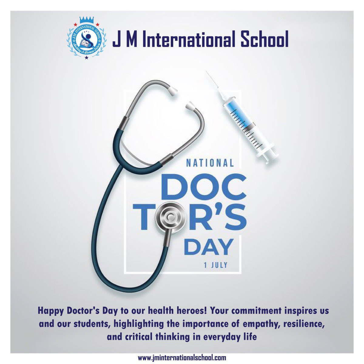 JMNoida's tweet photo. This Doctor’s Day, we celebrate the compassion, dedication, and relentless spirit of our doctors. You inspire us every day. Happy Doctor’s Day!

#DoctorsDay #DoctorsDay2023 #MedicineInspiration #DoctorsAreHeroes #ThanksToDoctors #HealersOfTheWorld #JMIS #JMInternationalSchool https://t.co/DewY7yercf