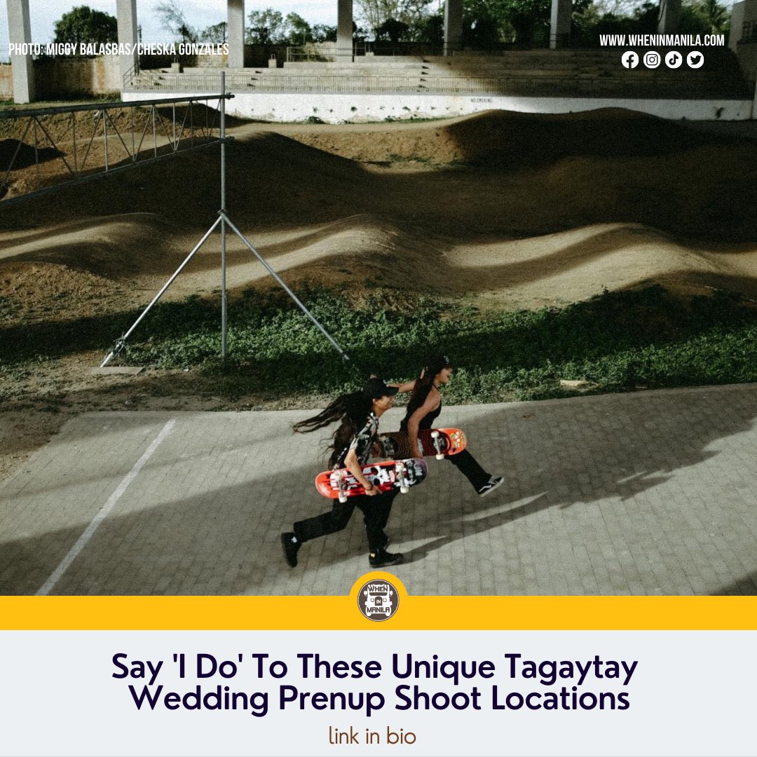 WhenInManila's tweet photo. Saan kayo nag pre-nup shoot here sa Tagaytay? The couple mentioned in this article had their prenup at a skatepark! 🛹

Read: https://t.co/cqZO533wjE

#wheninmanila #whenintagaytay #prenupshoot #skatepark #tagaytay #lifeintagaytay https://t.co/9ucbQYSSA4