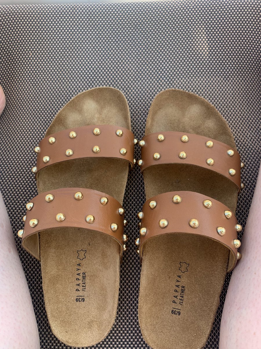 GibbsV's tweet photo. @Matalan I purchased these sandals to wear on holiday, I’ve worn them on the first day and they’ve stained my feet yellow where the straps are. Will I be able to return them when I get home? I definitely can’t wear them again. https://t.co/RpkobOYbXS