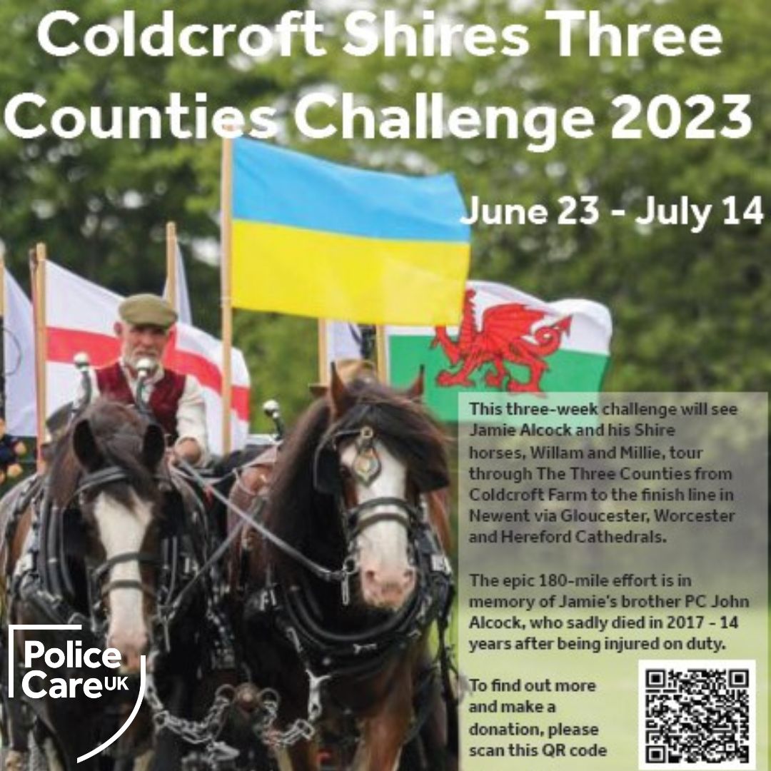 The Coldcroft Shires Three Counties Challenge would have reached the @hanburyshow today had Shire horse Millie not been hurt on the way to the official start on June 23. Full story > policecare.org.uk/2023/06/23/the… You can still donate to the cause here > ow.ly/CxTB50P1jI8