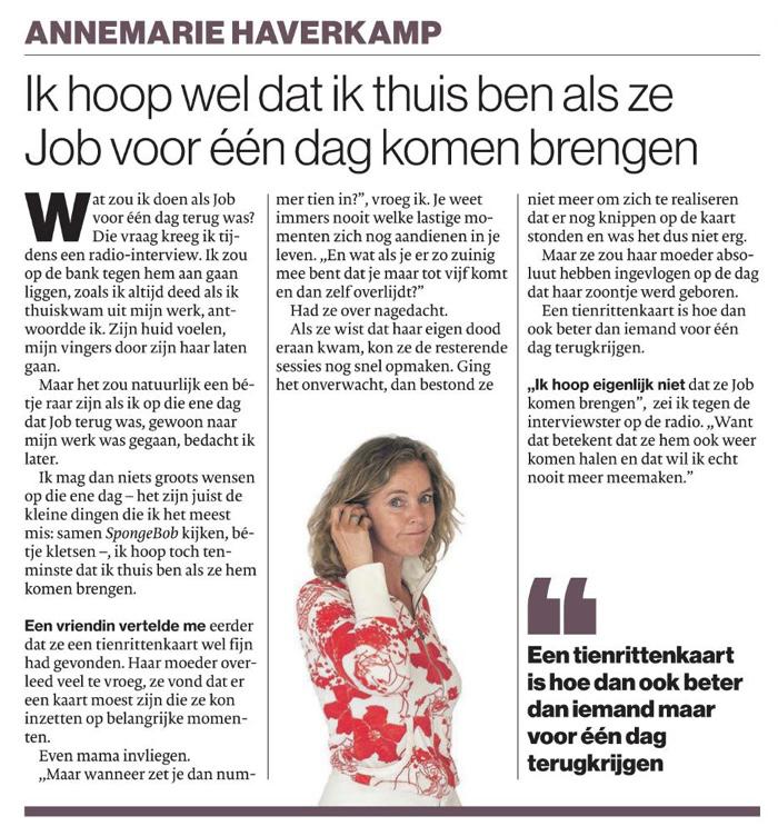 Wat te doen als Job voor één dag terugkwam?