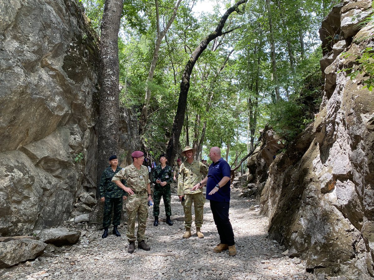 We are pleased to welcome @UN_Command_DCDR @JohnCareyROK and team from @UN_Command to #HellfirePass Interpretive Centre today in #Kanchanaburi, #Thailand. Our Manager Mick Clarke has given tour through our gallery and walking trail with many stories of the #BurmaThaiRailway #WW2