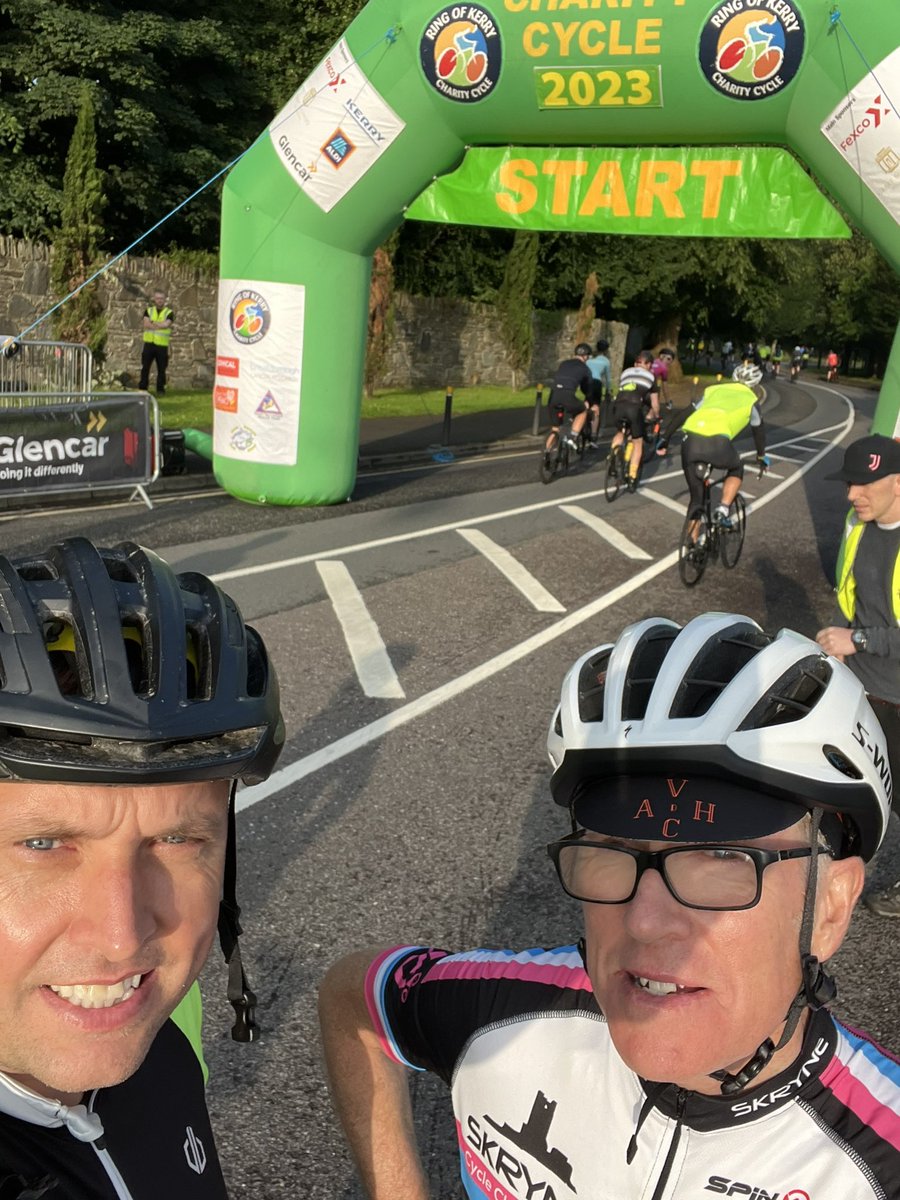 Ready to go Hope to finish in time to see the second half of Kerry v Tyrone Ring of Kerry charity cycle Cycling in aid of @cancertrials_ie 180km Donate if you get a minute Thanks so much 👍 coasttocurragh.ie/donate/