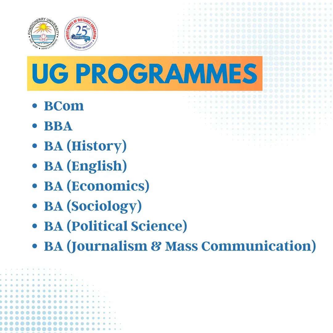 ddepondiuni's tweet photo. Don't miss out on the chance to embark on an exciting educational journey with us! ✨ #PondicherryUniversity #MBA #UGPrograms #PGPrograms #EducationMatters #OpportunityKnocks https://t.co/AdYD0Vso3P
