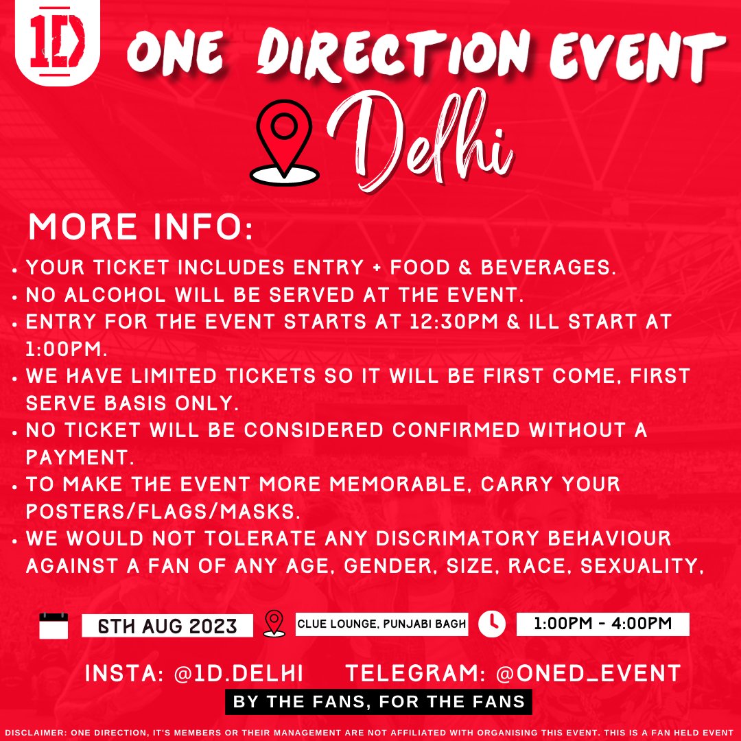 1d_Delhi's tweet photo. DIRECTONERS THE WAIT IS OVER🪩🪩🎸🎸
TICKETS OUT NOW!!!

click on below link to book tickets❤️

See you at the event my loves💖🥳
https://t.co/3lBy9W0zEQ https://t.co/N3X2ZumESz