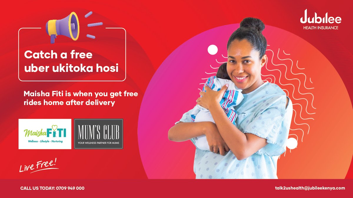 Are you a new mom? Your Jubilee health Insurance cover has got you covered! 

Join the fabulous Jubilee Moms Club and experience the luxury of a FREE Uber ride home after delivery. Don't miss out!

T’s & C’s apply.

#JubileeMoms #NewMomLife #HassleFreeRides