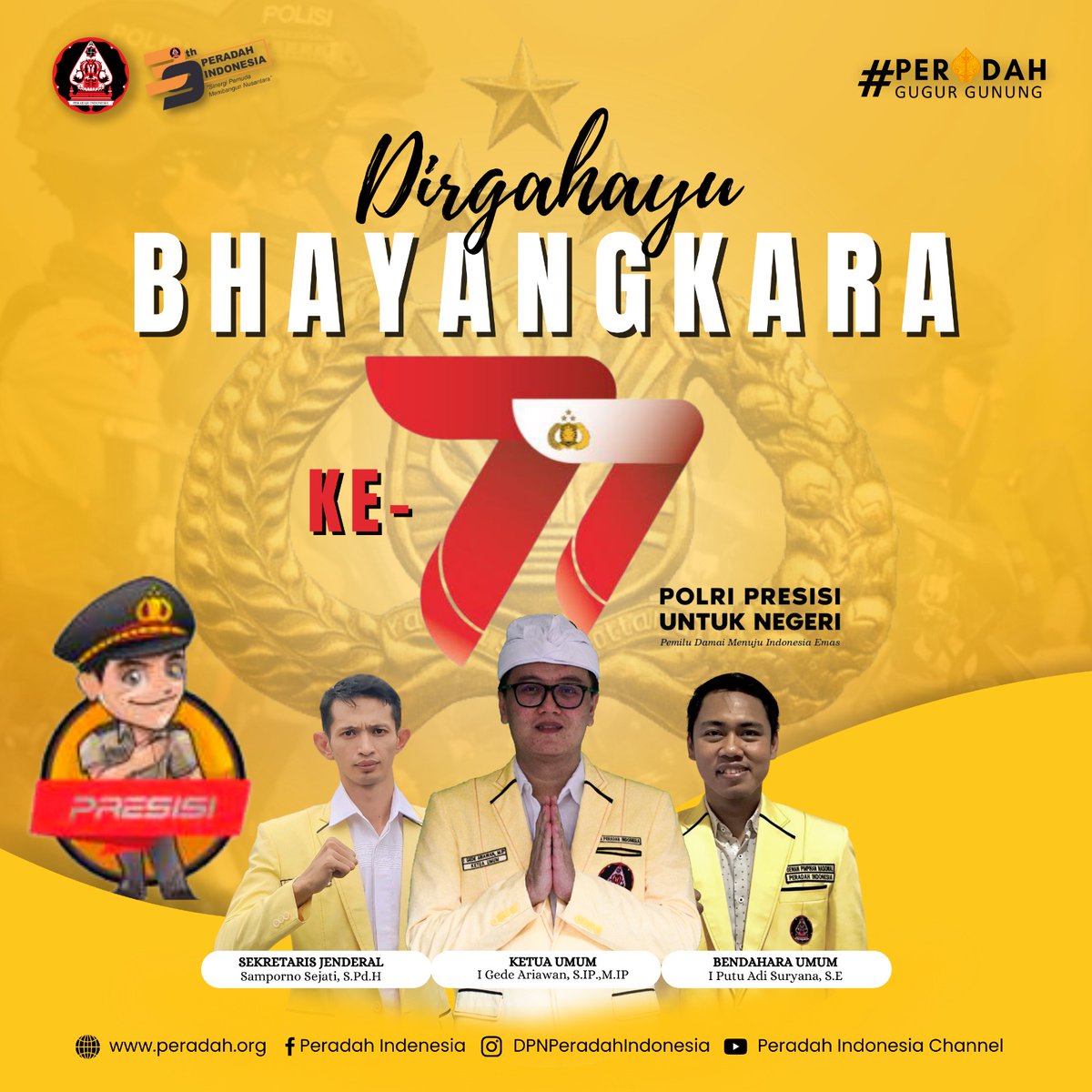 Dirgahayu ke 77 Bhayangkara. Polri presisi untuk negeri.

Selengkapnya tentang peradah
peradah.org
Facebook: Peradah Indonesia
Instagram: dpnperadahindonesia
Twiiter: <a href="/peradah/">Peradah Indonesia</a>
YouTube: Peradah Indonesia Channel

#peradah #peradahjaya #pemudahinduindonesia