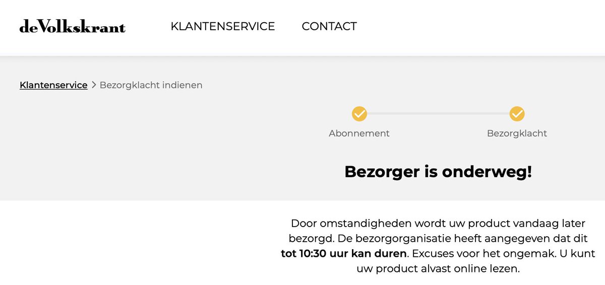 Piet Bakker (@pietbakker) on Twitter photo 'Ochtend'-krant De <a href="/volkskrant/">de Volkskrant</a> is 'onderweg' - maar kan nog wel tot 10.30 duren... derde keer deze week 'Ochtend'-krant De <a href="/volkskrant/">de Volkskrant</a> is 'onderweg' - maar kan nog wel tot 10.30 duren... derde keer deze week