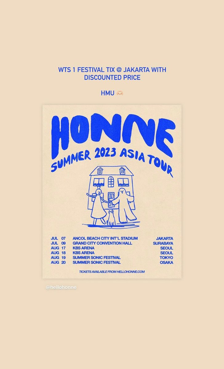 ilhamariff's tweet photo. WTS!!!

1 Festival ticket for Honne Summer 2023 Asia Tour Jakarta, 7 July 2023 for IDR 975K only. https://t.co/YPS4lZAHgn
