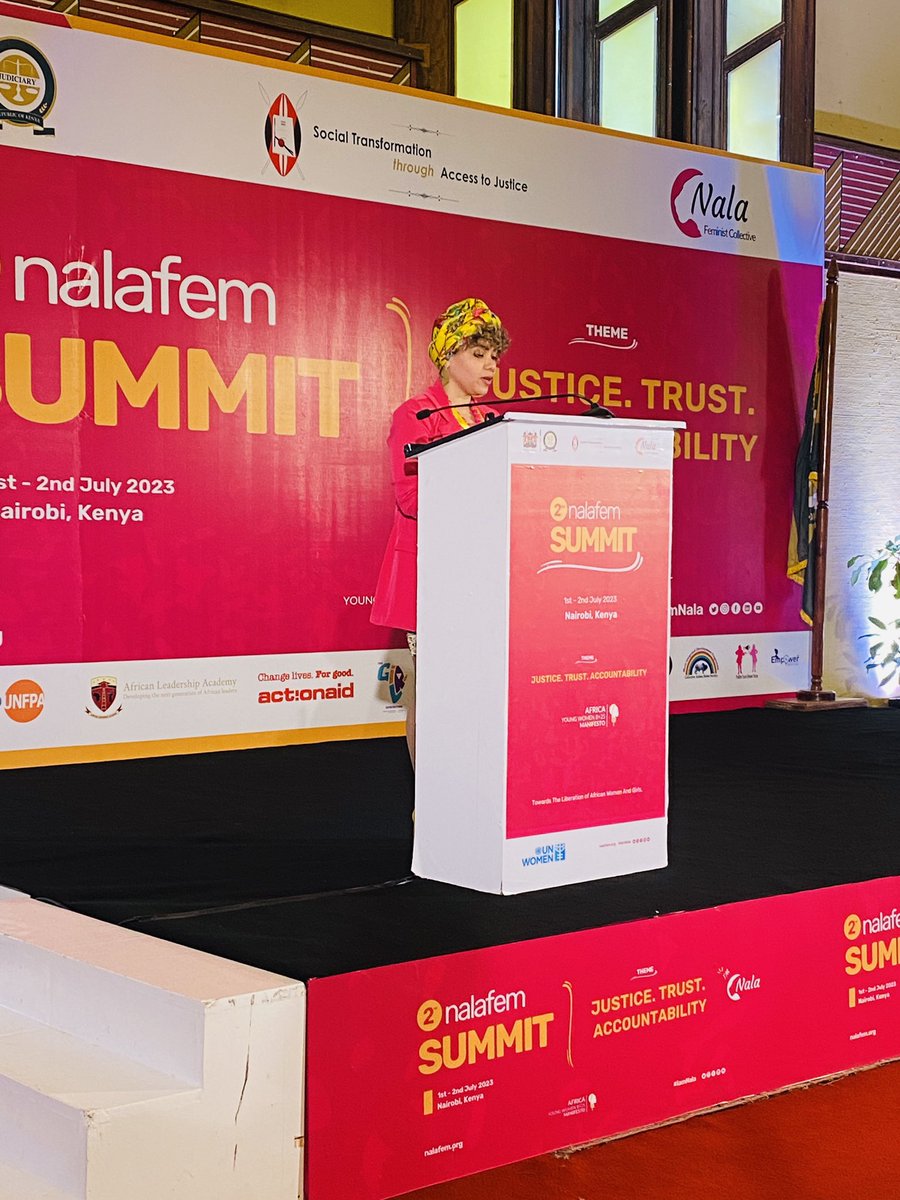 “We need a conversation about trust, just , and accountable society and  women must take part in the conversation.” This are challenging times for African women feminist.  We have to come together. @aya_chebbi at the #Nalafem summit.
#IAMNala
#NFS2023