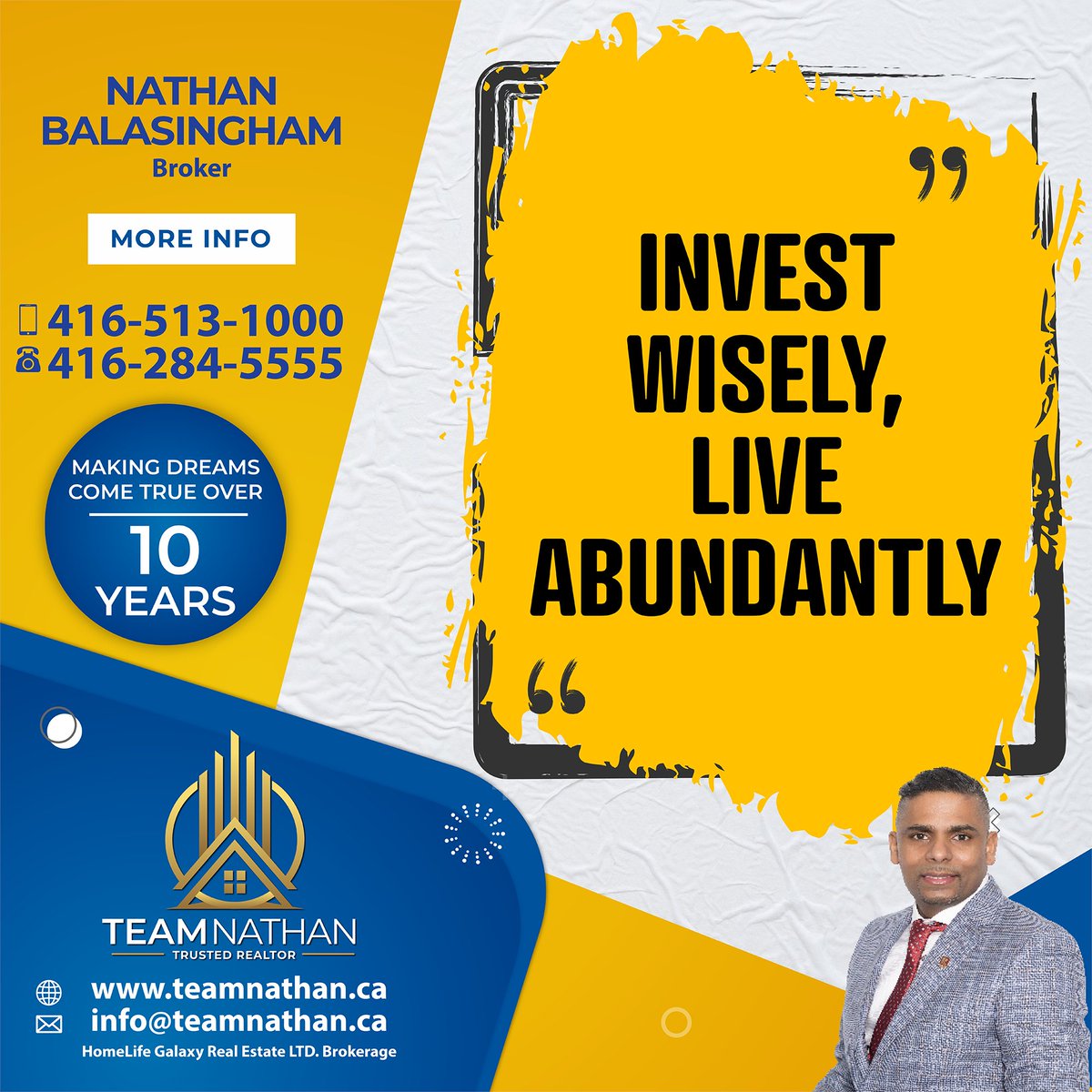 TheTeamnathan's tweet photo. #MondayMotivation
Invest Wisely, Live Abundantly

BUY | SELL | LEASE
Nathan Balasingham, Broker
416-513-1000
https://t.co/fWerUk1WdU
#quote #QuoteOfTheDay #Nathan #NathanBalasingham #NathanBalasinghamRealtor #realtornathan #TeamNathan #HomeLifeGalaxy #realestate #realtor https://t.co/OyMUtfcU4F
