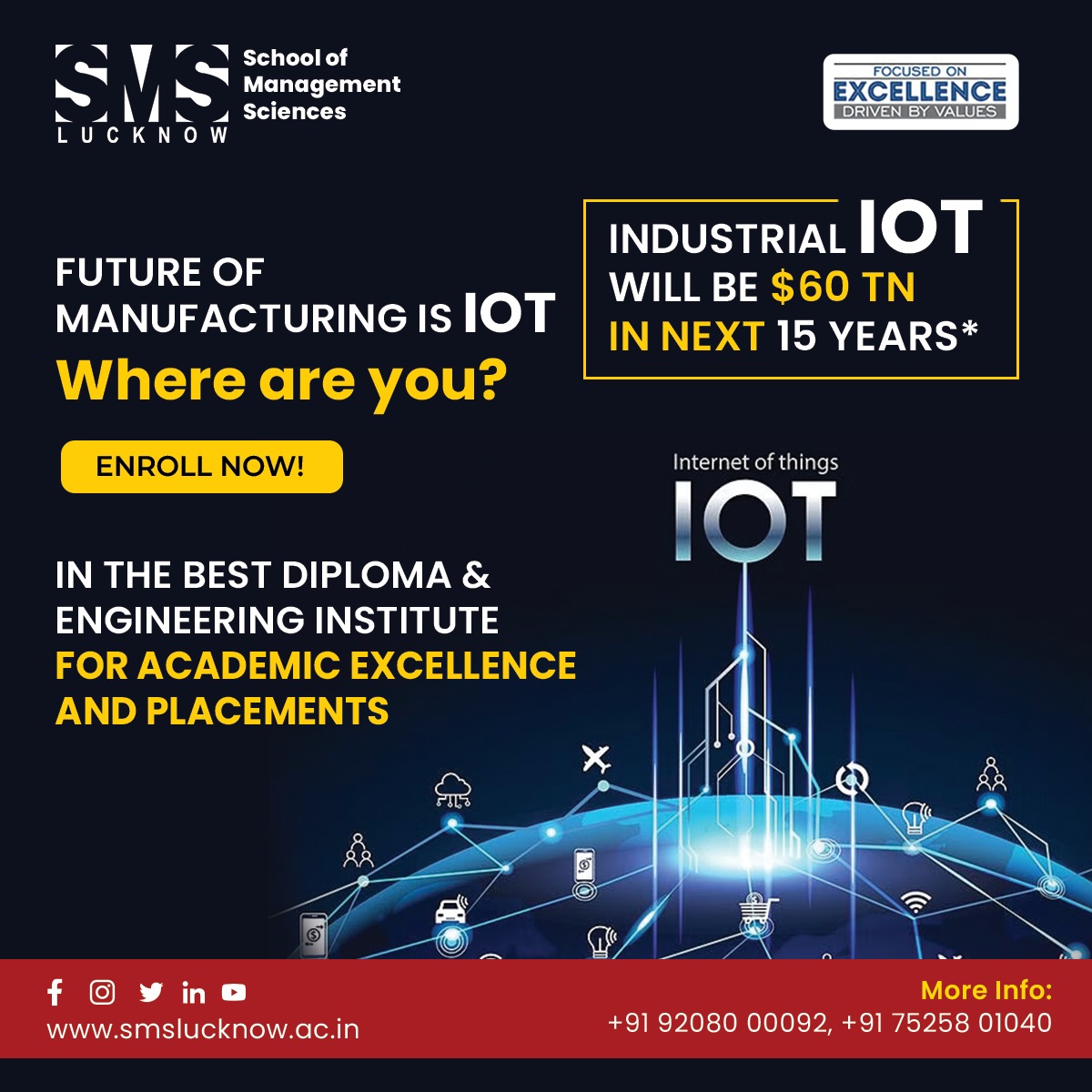 Be a Part of Future and Something Extraordinary : IoT is more than just a course; it's a gateway to a future.

Visit- smslucknow.ac.in or call +91 9208000092, +91 075258 01040 to learn more about this courses and admission process.

#IoT #IoTGateway #IoTCourse