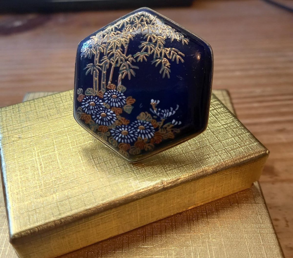 Excited to share the latest addition to my #etsy shop: ANTIQUE JAPANESE SATSUMA enamelled deep navy blue and gold buckle brooch etsy.me/44qMtGh #women #antiquejewelsbyhelen