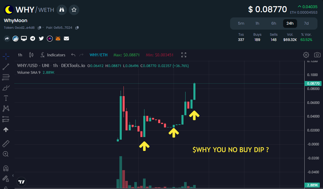 whymoon420's tweet photo. $WHY you didn't buy the dip ? https://t.co/B5mtO4kbxx
