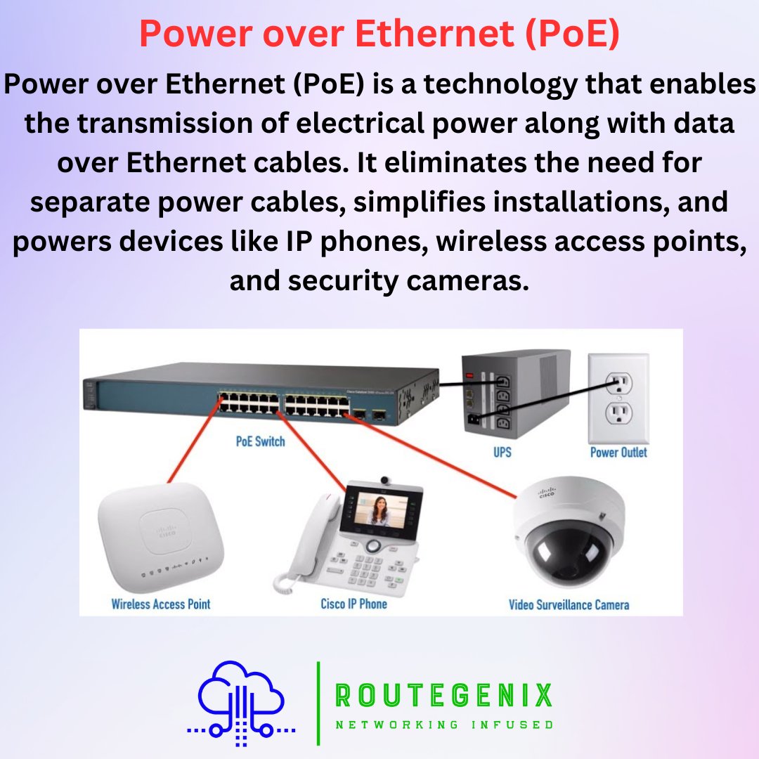RouteGenix's tweet photo. Power over Ethenet (PoE)

#routegenix #rg_dailytech #cisco #ccna #cisconetworking #ccnp #ccnpencor #ccie #ciscocertification #network #newtech #networkadmin #cisconetworkingacademy #networkcourse #informationtechnology #itcertification #computernetworks https://t.co/BedbhQMW0Q