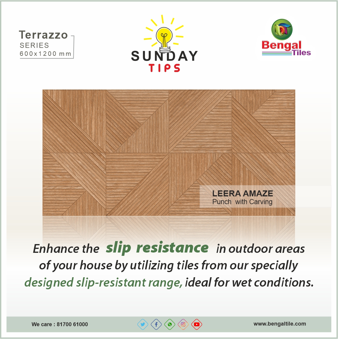 bengaltiles's tweet photo. Here is the best tip you can use to keep your house skid-free in this monsoon.😉

#BengalTiles #TileTips #TipsoftheDay #TodaysTips #SundayTips #MonsoonTiles #MatteTiles #SlipResistance #TileTip #MonsoonSafetyTips #SecureSpaces #SlipResistantTiles #AntiSkidTiles https://t.co/T1UTgSEdhB