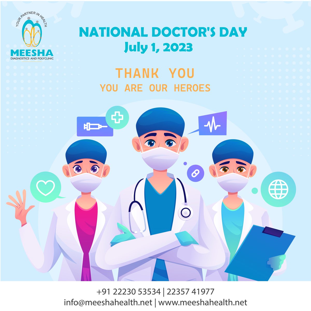 MeeshaInfo's tweet photo. Happy National Doctor’s Day! 

On this Doctor’s Day, let’s celebrate the heroes in white coats who selflessly care for our well-being. Thank you, Doctors! 👩‍⚕️👨‍⚕️🫡 ❤️

#doctorsday #nationaldoctorsday #healthheroes #lifesavers #salute #gratitude https://t.co/eadikFJXiv