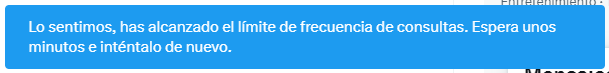 Wayfarer's tweet photo. ¡¿Qué está pasando?!
Vamos a ver @Twitter, que sólo soy un usuario normal haciendo un uso normal, ¿qué es eso del "límite de frecuencia de consultas"? 🤨🤔
#Twitter #TwitterFails #TwitterErrors https://t.co/ouGqX8Wawu