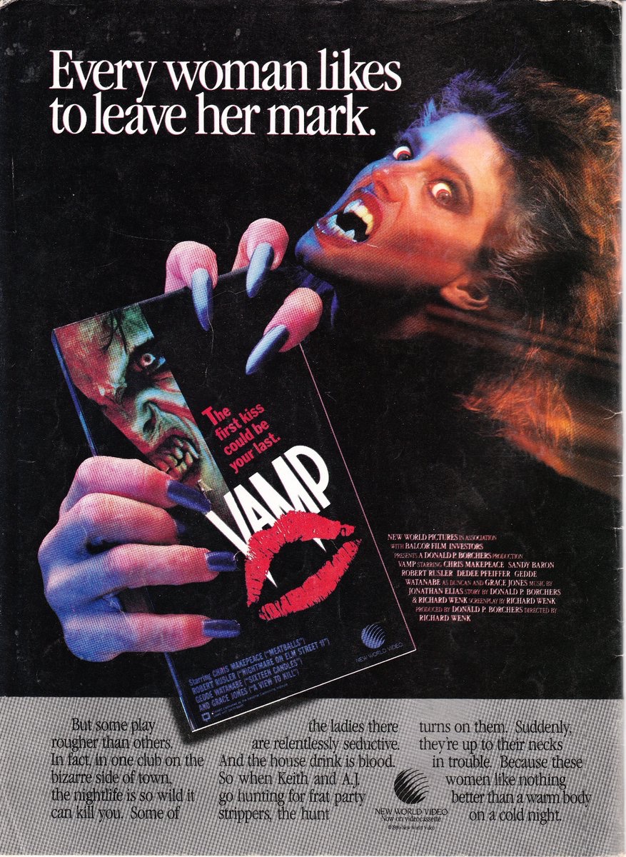 EugWSerra's tweet photo. On July 18, 1986, Vamp was released! #Vamp #GraceJones #ChrisMakepeace #RobertRusler #DedeePfeiffer #GeddeWatanabe #SandyBaron #BillyDrago #GregCannom https://t.co/88oMtkFtTz