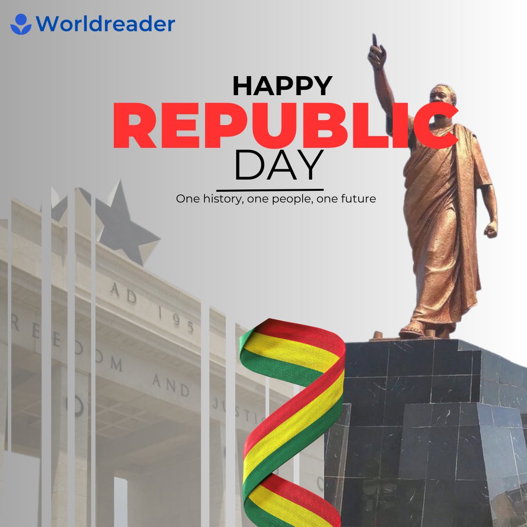 worldreader_wa's tweet photo. Happy republic day to all Ghanaians!. At Worldreader, we are excited about the diversity and rich heritage of Ghana and are committed to share this wonderful country with readers all over the world through books.
#Ghana #RepublicDay #digitalreading #worldreaders https://t.co/IjBuupoEAo