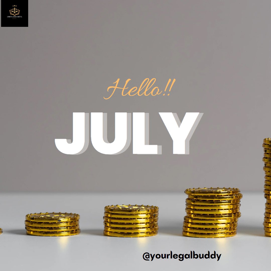 Hey July!!!

Welcome to a month filled with memorable moments and experiences.

Happy New Month!
#Iplawyer #businesslawyer #obetaobetalegal #legalservices
#abujalawyer #femalelawyer