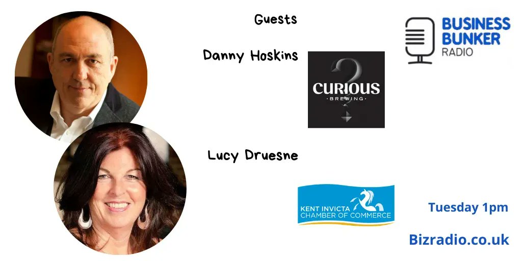 On next weeks #BBunker Radio Show Paul &amp; Jules are joined by  guests 

Danny Hoskins <a href="/danielhoskins4/">Danny Hoskins</a> <a href="/CuriousBrewery/">Curious Brewery</a> 

Lucy Druesne <a href="/druesnelucy/">Lucy Druesne</a> <a href="/InvictaChamber/">KentInvictaChamber</a> 

All the details here ==> buff.ly/2iSC6Wq