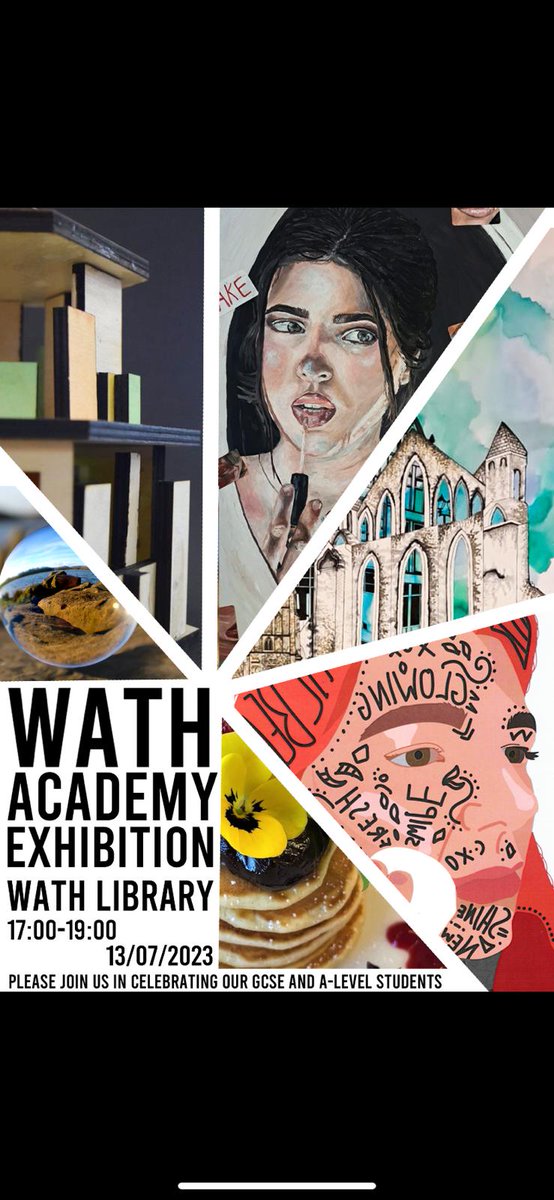 Wath_ArtDesTech's tweet image. Introducing our first Art and Design exhibition showcasing our talented GCSE and A-level students! 
#teamwath #highestexpectations #worldclasslearning #gcseart #alevelart #3ddesigngcse #3ddesignalevel #graphicsgcse #photographygcse #artexhibition  #localart #growthmindset
