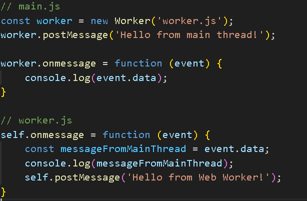 naveen_metta_23's tweet image. JavaScript&apos;s &apos;Web Workers&apos; allow you to run scripts in the background without blocking the main thread. They&apos;re useful for performing computationally expensive tasks without affecting the user interface responsiveness. #JavaScript #WebWorkers
