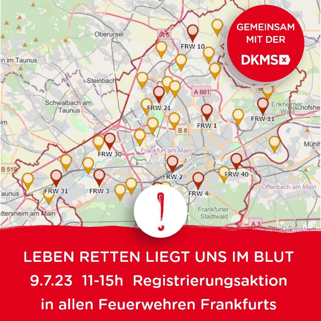 Riesige #DKMS #Registrierungsaktion in allen Feuerwehrhäusern in Frankfurt/M. 
Kommt vorbei, lasst euch registrieren. Nicht nur ein Kollege der Feuerwehr braucht euch, auch ganz viele andere, welche auf ne #Stammzellspende angewiesen sind! Stäbchen rein, Spender*in sein :)