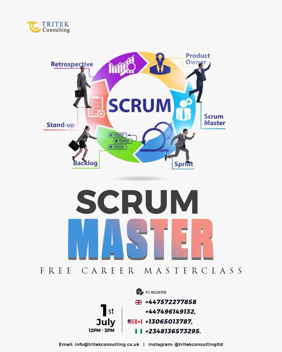 Alex_Houseof308's tweet photo. It’s the first day of a new month and if you take the right step, it can be the first day of your tech journey
The Tritek Consulting FREE Scrum Master Masterclass begins by 12 pm TODAY!
Don’t hesitate, it’s FREE, click https://t.co/oUlOoTQarF to register now
#TritekMasterClass https://t.co/M7z6RDqk2Q