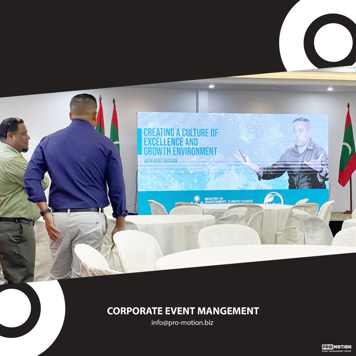 Empowering the team of <a href="/moenvmv/">Min. of Climate Change, Environment and Energy, MV</a> with Maldives leading motivational speaker, Award winning life coach and human resources professional <a href="/afyfhussain/">Hussain Afyf</a> 

Email us at info@pro-motion.biz for personalized rate information for your specific event.

#ProMotionEvents 
#EventManagement