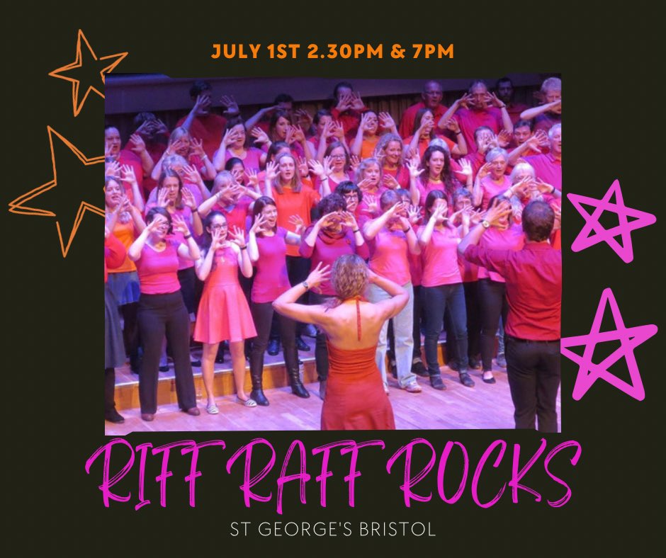OUR SUMMER CONCERT IS TODAY 🤩
Listen to an eclectic range of rock, from System of a Down to Pink Floyd, all in a cappella 4 part harmony. We will also be fundraising for incredible charity <a href="/sophie_charity/">S.O.P.H.I.E</a> 
Get your ticket NOW!
🎫👉stgeorgesbristol.co.uk/whats-on/riff-…