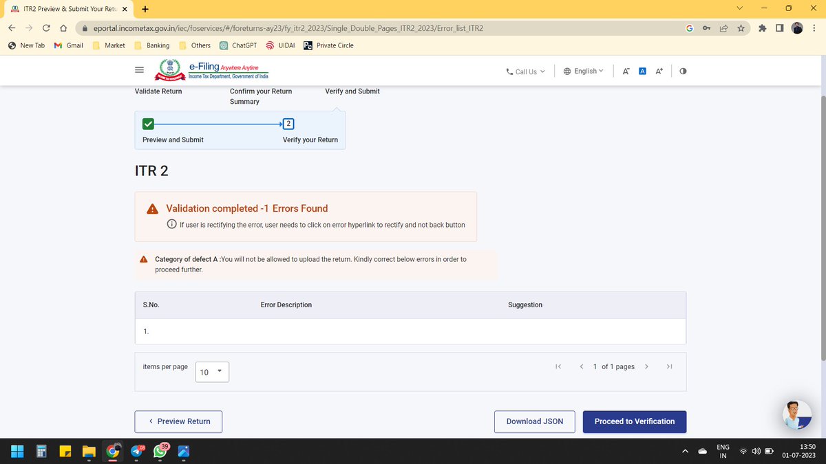 itz_darsh's tweet photo. @IncomeTaxIndia I am getting this error while filing the return. Please let me know, how to resolve it. https://t.co/RLQOdxteTS