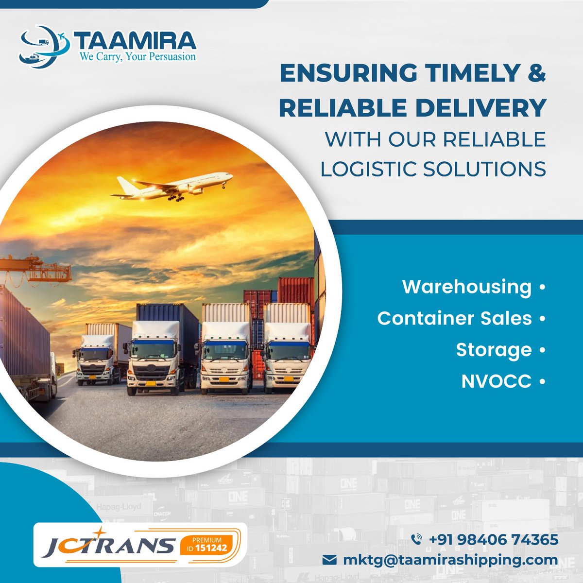 TaamiraLtd's tweet image. #taamirashipping is offering Worldwide #logistsics services at the most adorable price. 
We change the way you do business by making it easier for you to transfer your cargo across the globe

Pls Call us;- +91 9003094365//ganapathi@taamirashipping.com

#Import #export #Shipping