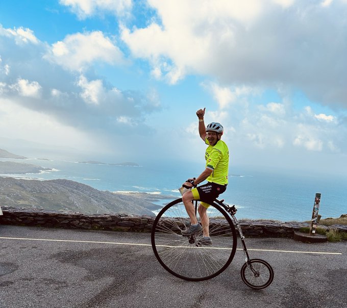 On top of the world: @antobutch takes on the Ring of Kerry Charity Cycle today on his penny farthing. Anto is cycling 170kms to support #KerryMountainRescue.🚵‍♂️#ROKCC #ROKCC2023