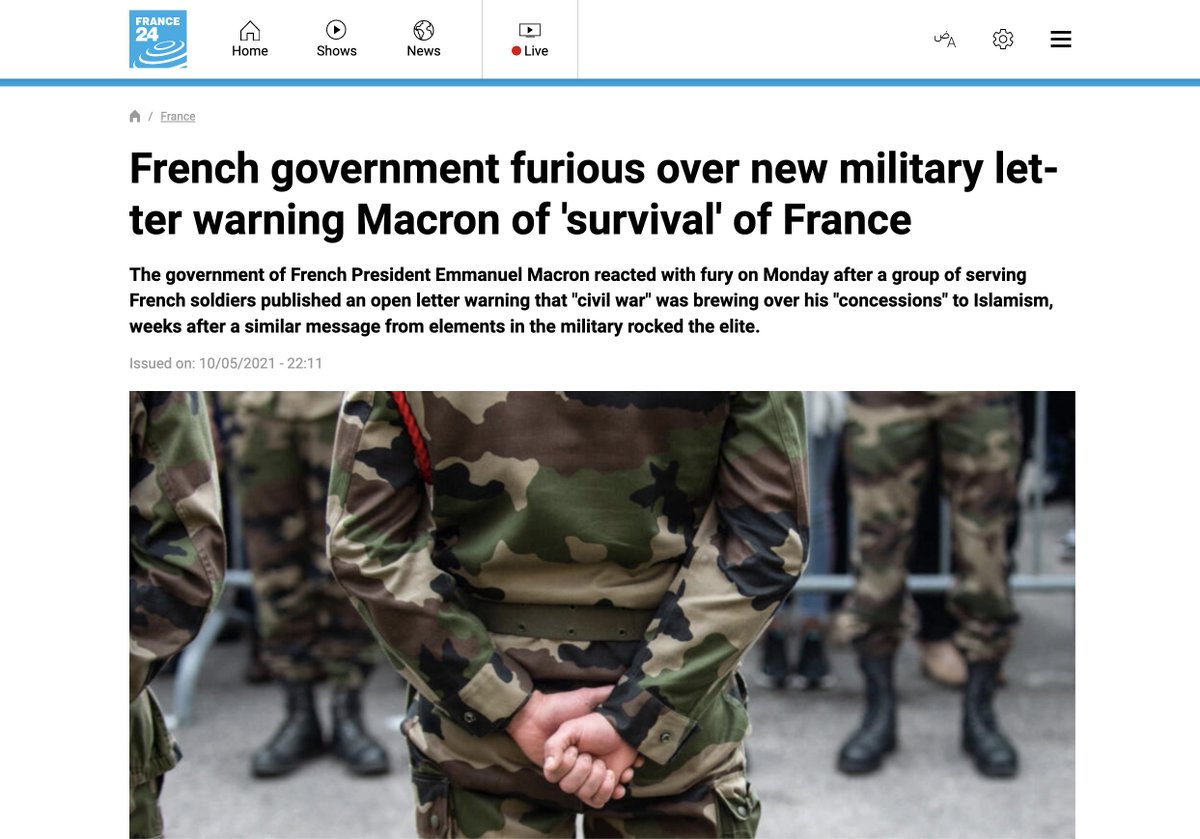 wayotworld's tweet image. A letter signed by 1000 active French soldiers and 20 retired generals has been issued, warning that a civil war is brewing. All French people must now answer the question: Do you stand with the traitors and their foreign hordes, or do you stand with your own people? #FranceRiots