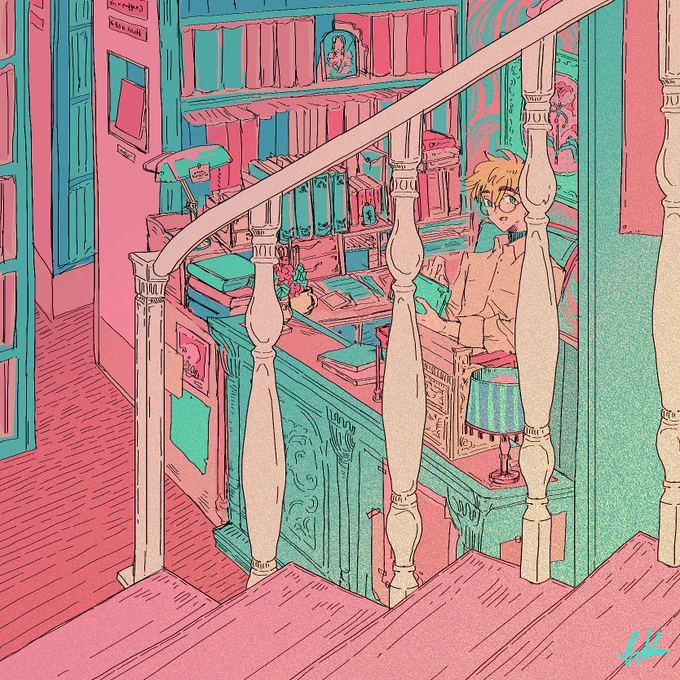 路地裏のちいさな古書店で店主やってるVさん
現代AU / 2枚目だけ葬台 