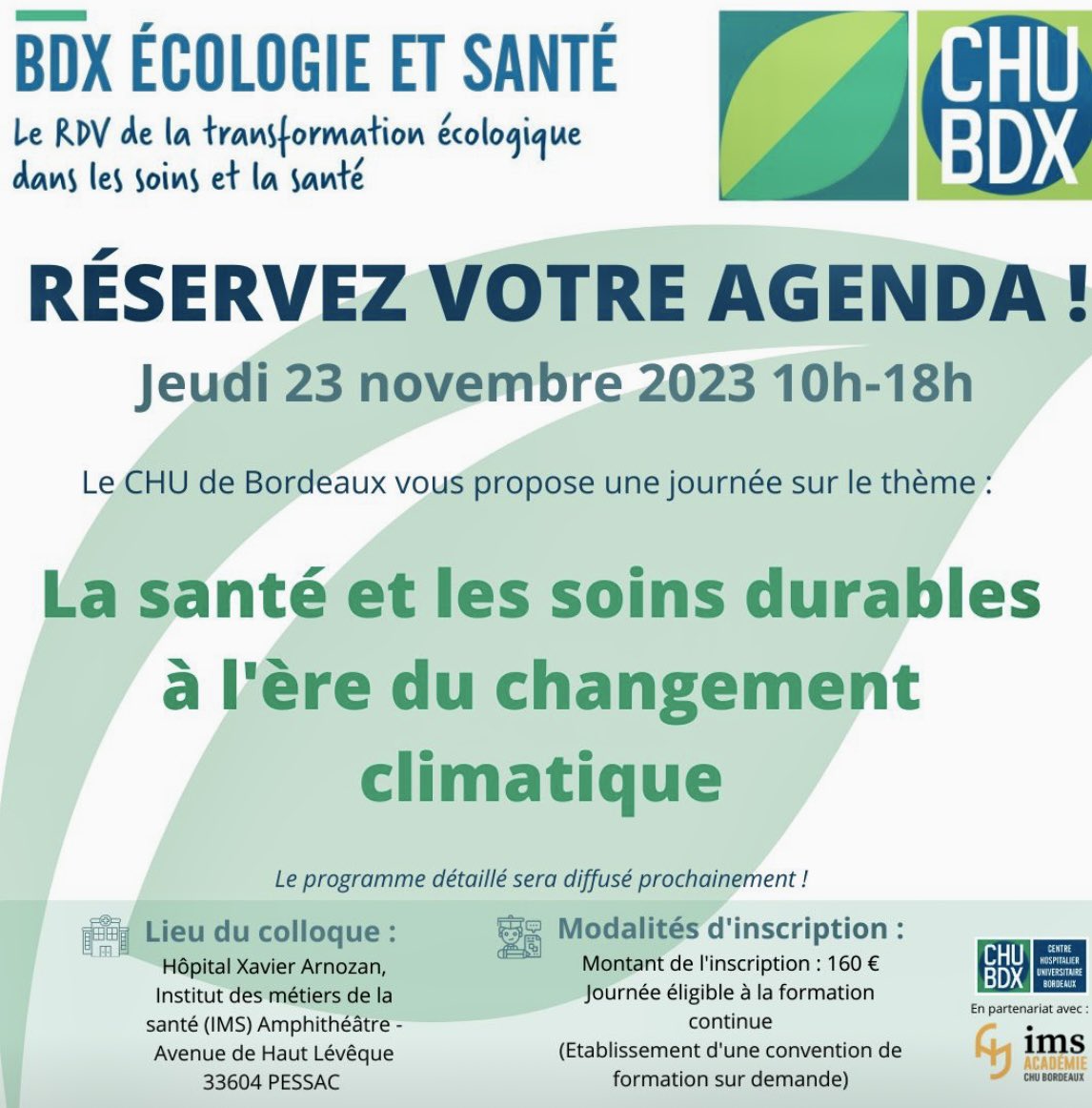 Yann Bubien (@yannbubien) on Twitter photo 🌱La santé à l’ère du changement climatique : On en parle au <a href="/CHUBordeaux/">CHU de Bordeaux</a> le jeudi 23 novembre 2023 @IMSCHUBordeaux #bordeaux #santedurable 🌱 @RESEAUCHU <a href="/RaphaelYven/">Raphaël YVEN</a> <a href="/Sante_Gouv/">Ministère de la Santé et de l'Accès aux soins</a> <a href="/Ecologie_Gouv/">Ministères Territoires Écologie</a> 🌱La santé à l’ère du changement climatique : On en parle au <a href="/CHUBordeaux/">CHU de Bordeaux</a> le jeudi 23 novembre 2023 @IMSCHUBordeaux #bordeaux #santedurable 🌱 @RESEAUCHU <a href="/RaphaelYven/">Raphaël YVEN</a> <a href="/Sante_Gouv/">Ministère de la Santé et de l'Accès aux soins</a> <a href="/Ecologie_Gouv/">Ministères Territoires Écologie</a>