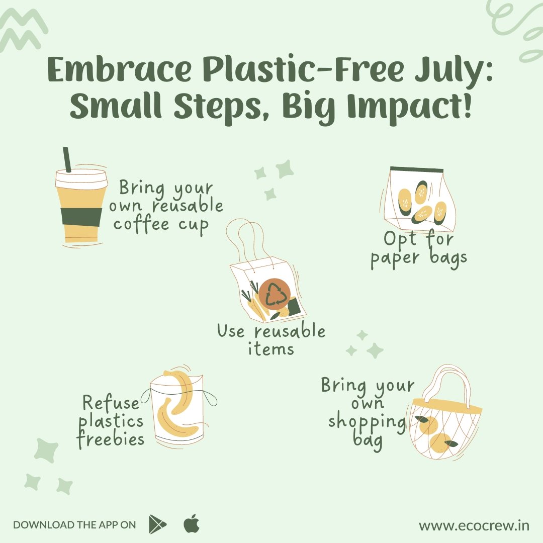 Ditch the Plastic, Save the Planet! Join us in celebrating #plasticfreejuly with these simple and impactful steps to reduce plastic waste. 💚🌍 
#PlasticFreeLiving #SustainableChoices #GoGreen #plasticfreejuly #plastico #zerowaste  #ecofriendly #sustainableliving #plasticfree