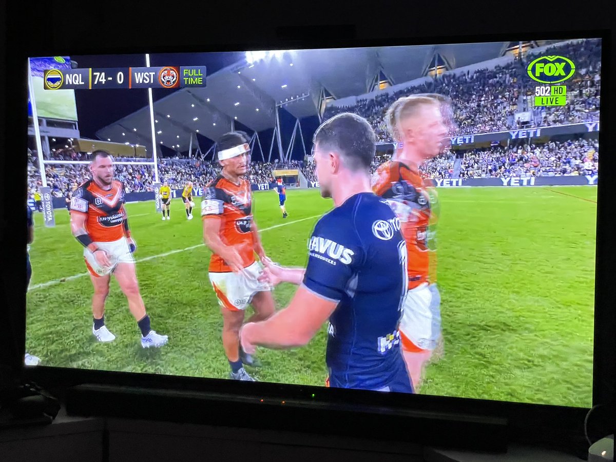 Dave2307's tweet photo. #NRL Full Time: #NorthQueenslandCowboys 74-0 #WestsTigers This is the biggest score line since 1935. What a turn around for the Cowboys.
#WestsTigers Coach #TimSheens should be Sacked on the Spot right now! #NRL #NRLCowboysTigers @NRL @WestsTigers https://t.co/bJaEpoHkuz