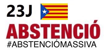 El vot que fareu a Espanya a qualsevol dels tres partits processistes no serà vot independentista, serà vot col·laboracionista.
El 23J l'embat és contra el processisme autonomista, ja és hora de diferenciar clarament. 

Per tant. 
#AbstencioMassiva23J