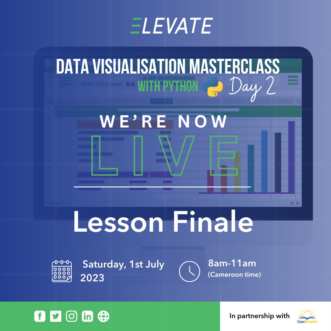 elevate_steps's tweet photo. We're now live for Day 2 of our free Data Visualization Masterclass (the workshop) at the Open Dreams Center Obili, Yaoundé, led by Dénes Csala, PhD Assistant Professor, Lancaster University.

#DataVisualization
#Elevate https://t.co/9hNrtpyd1l