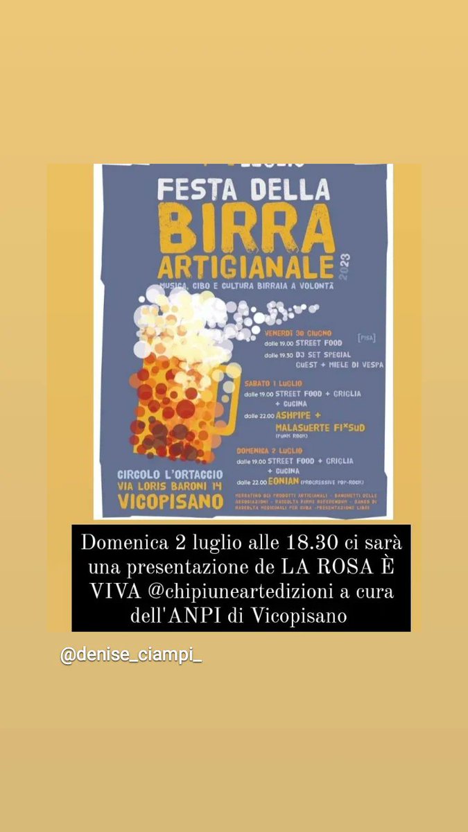 Domani! Presentazione de #larosaèviva a cura dell'ANPI di Vicopisano
